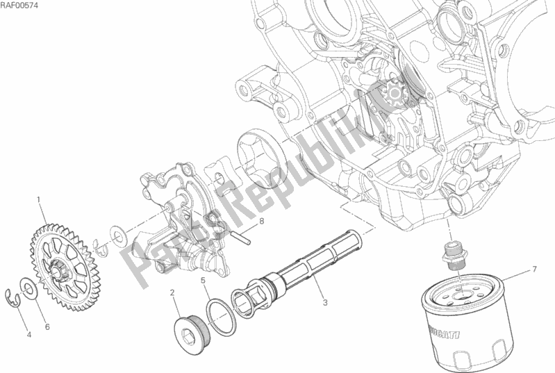 Todas as partes de Bomba De óleo - Filtro do Ducati Multistrada 950 USA 2017